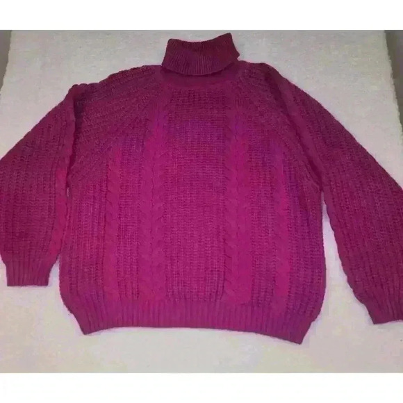 VTG 1980s Gerard Works Sweater Womens M Hot Pink Cable Knit Chunky Retro - Picture 1 of 10